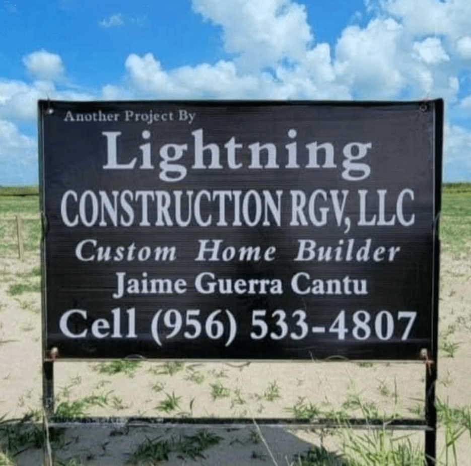 Lightning Construction RGV LLC business sign